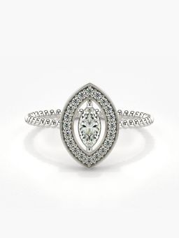 Valanova - Sterling Silver Plated with White Gold and Certified Lab Grown Diamond 0.43Cts Ring