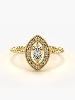 Valanova - Sterling Silver Plated with Yellow Gold and Certified Lab Grown Diamond 0.43Cts Ring