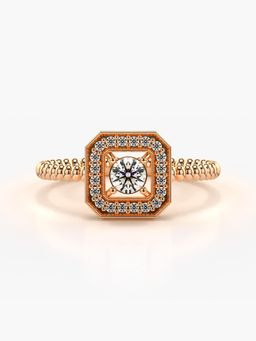 Valanova - Sterling Silver Plated with Rose Gold and Certified Lab Grown Diamond 0.28Cts Ring