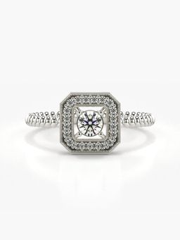 Valanova - Sterling Silver Plated with White Gold and Certified Lab Grown Diamond 0.28Cts Ring