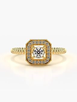 Valanova - Sterling Silver Plated with Yellow Gold and Certified Lab Grown Diamond 0.28Cts Ring