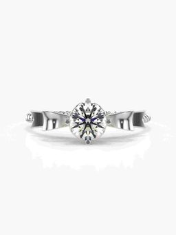 Valanova - Sterling Silver Plated with White Gold and Certified Lab Grown Diamond 0.60Cts Ring