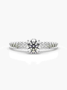 Valanova - Sterling Silver Plated with White Gold and Certified Lab Grown Diamond 0.60Cts Ring