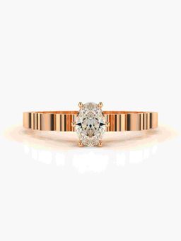 Valanova - Sterling Silver Plated with Rose Gold and Certified Lab Grown Diamond 0.45Cts Ring