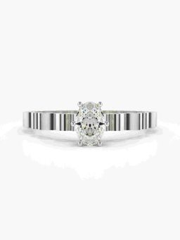Valanova - Sterling Silver Plated with White Gold and Certified Lab Grown Diamond 0.45Cts Ring