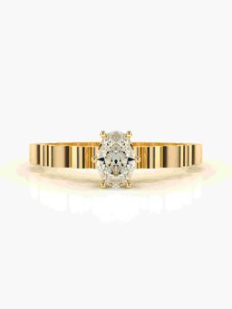 Valanova - Sterling Silver Plated with Yellow Gold and Certified Lab Grown Diamond 0.45Cts Ring