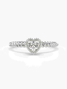 Valanova - Sterling Silver Plated with White Gold and Certified Lab Grown Diamond 0.30Cts Ring