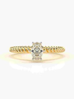 Valanova - Sterling Silver Plated with Yellow Gold and Certified Lab Grown Diamond 0.45Cts Ring