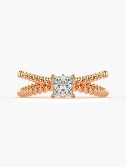 Valanova - Sterling Silver Plated with Rose Gold and Certified Lab Grown Diamond 0.40Cts Ring
