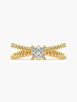 Valanova - Sterling Silver Plated with Yellow Gold and Certified Lab Grown Diamond 0.40Cts Ring