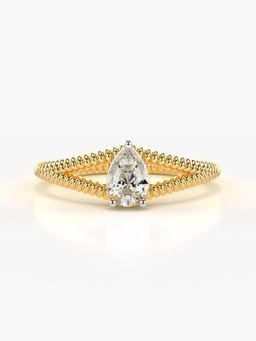 Valanova - Sterling Silver Plated with Yellow Gold and Certified Lab Grown Diamond 0.35Cts Ring