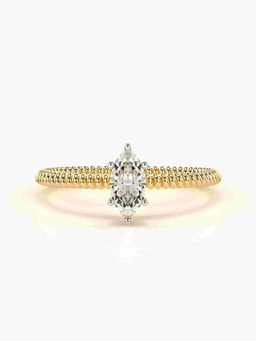 Valanova - Sterling Silver Plated with Yellow Gold and Certified Lab Grown Diamond 0.35Cts Ring