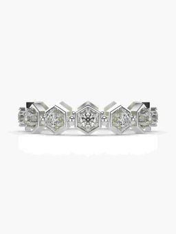 Valanova - Sterling Silver Plated with White Gold and Certified Lab Grown Diamond 0.54Cts Ring