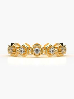 Valanova - Sterling Silver Plated with Yellow Gold and Certified Lab Grown Diamond 0.54Cts Ring
