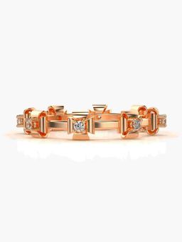 Valanova - Sterling Silver Plated with Rose Gold and Certified Lab Grown Diamond 0.11Cts Ring