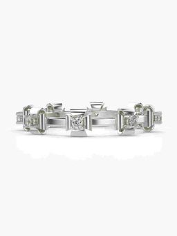 Valanova - Sterling Silver Plated with White Gold and Certified Lab Grown Diamond 0.11Cts Ring