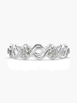 Valanova - Sterling Silver Plated with White Gold and Certified Lab Grown Diamond 0.07Cts Ring