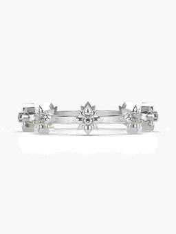 Valanova - Sterling Silver Plated with White Gold and Certified Lab Grown Diamond 0.08Cts Ring