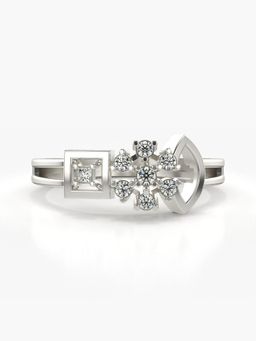 Valanova - Sterling Silver Plated with White Gold and Certified Lab Grown Diamond 0.16Cts Ring