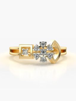 Valanova - Sterling Silver Plated with Yellow Gold and Certified Lab Grown Diamond 0.16Cts Ring