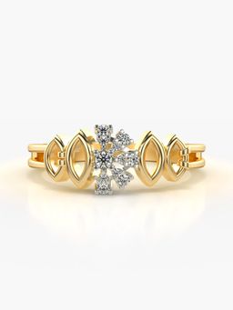 Valanova - Sterling Silver Plated with Yellow Gold and Certified Lab Grown Diamond 0.09Cts Ring