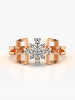 Valanova - Sterling Silver Plated with Rose Gold and Certified Lab Grown Diamond 0.17Cts Ring