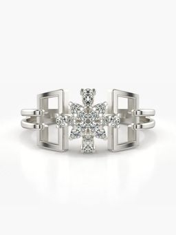 Valanova - Sterling Silver Plated with White Gold and Certified Lab Grown Diamond 0.17Cts Ring