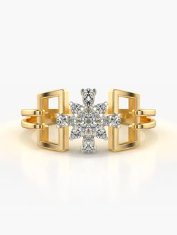 Valanova - Sterling Silver Plated with Yellow Gold and Certified Lab Grown Diamond 0.17Cts Ring