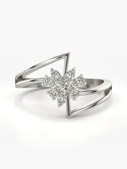 Valanova - Sterling Silver Plated with White Gold and Certified Lab Grown Diamond 0.15Cts Ring