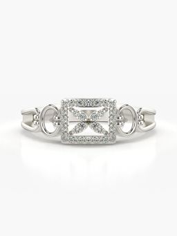 Valanova - Sterling Silver Plated with White Gold and Certified Lab Grown Diamond 0.16Cts Ring
