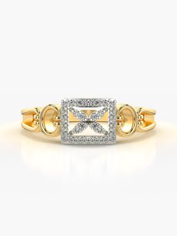 Valanova - Sterling Silver Plated with Yellow Gold and Certified Lab Grown Diamond 0.16Cts Ring