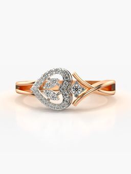 Valanova - Sterling Silver Plated with Rose Gold and Certified Lab Grown Diamond 0.16Cts Ring