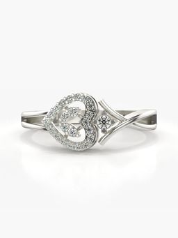Valanova - Sterling Silver Plated with White Gold and Certified Lab Grown Diamond 0.16Cts Ring