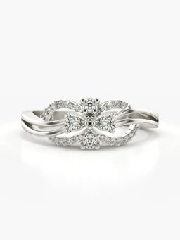 Valanova - Sterling Silver Plated with White Gold and Certified Lab Grown Diamond 0.21Cts Ring