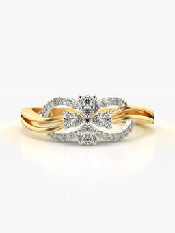 Valanova - Sterling Silver Plated with Yellow Gold and Certified Lab Grown Diamond 0.21Cts Ring