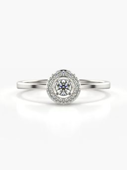 Valanova - Sterling Silver Plated with White Gold and Certified Lab Grown Diamond 0.20Cts Ring