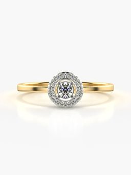 Valanova - Sterling Silver Plated with Yellow Gold and Certified Lab Grown Diamond 0.20Cts Ring