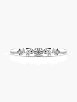 Valanova - Sterling Silver Plated with White Gold and Certified Lab Grown Diamond 0.14Cts Ring