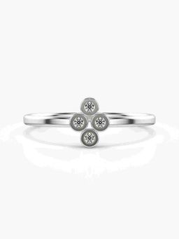 Valanova - Sterling Silver Plated with White Gold and Certified Lab Grown Diamond 0.06Cts Ring