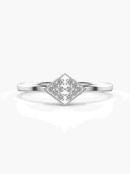 Valanova - Sterling Silver Plated with White Gold and Certified Lab Grown Diamond 0.07Cts Ring