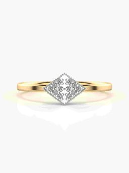 Valanova - Sterling Silver Plated with Yellow Gold and Certified Lab Grown Diamond 0.07Cts Ring