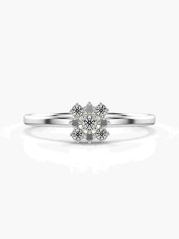 Valanova - Sterling Silver Plated with White Gold and Certified Lab Grown Diamond 0.09Cts Ring