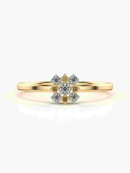 Valanova - Sterling Silver Plated with Yellow Gold and Certified Lab Grown Diamond 0.09Cts Ring