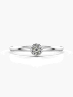 Valanova - Sterling Silver Plated with White Gold and Certified Lab Grown Diamond 0.06Cts Ring