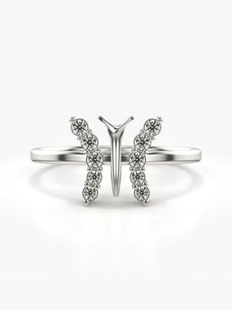 Valanova - Sterling Silver Plated with White Gold and Certified Lab Grown Diamond 0.19Cts Ring