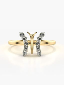 Valanova - Sterling Silver Plated with Yellow Gold and Certified Lab Grown Diamond 0.19Cts Ring