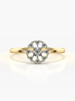 Valanova - Sterling Silver Plated with Yellow Gold and Certified Lab Grown Diamond 0.13Cts Ring