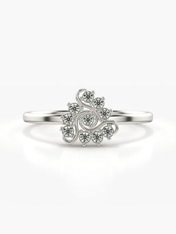 Valanova - Sterling Silver Plated with White Gold and Certified Lab Grown Diamond 0.14Cts Ring