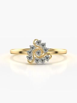 Valanova - Sterling Silver Plated with Yellow Gold and Certified Lab Grown Diamond 0.14Cts Ring