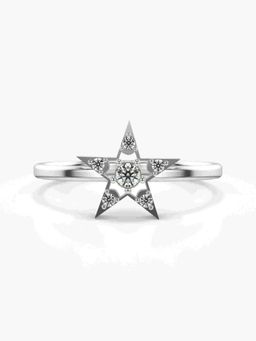 Valanova - Sterling Silver Plated with White Gold and Certified Lab Grown Diamond 0.10Cts Ring